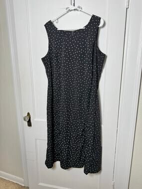 Vintage Studio I Dress 18W Black White Polka Dot Fit Flare Midi Retro Plus Size